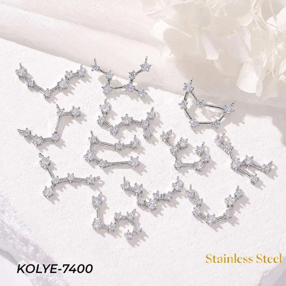 Çelik Yıldız Haritası Kolye 12'li Paket // KOLYE-7400