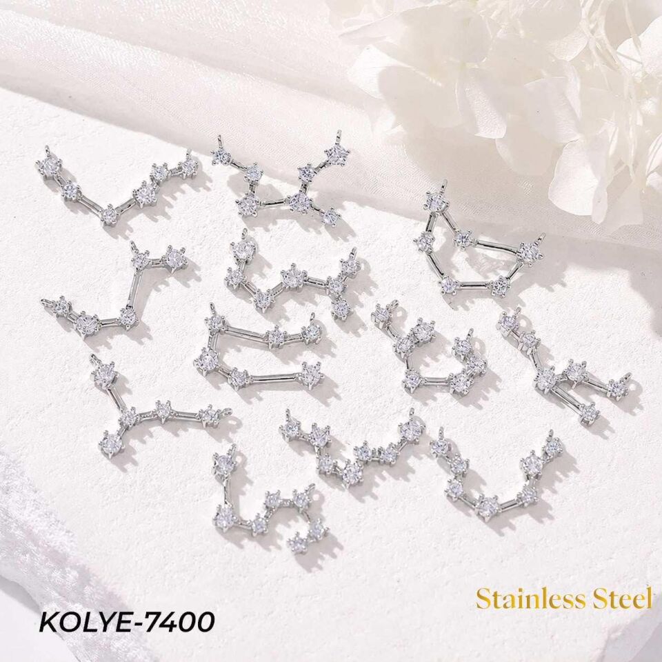 Çelik Yıldız Haritası Kolye 12'li Paket // KOLYE-7400