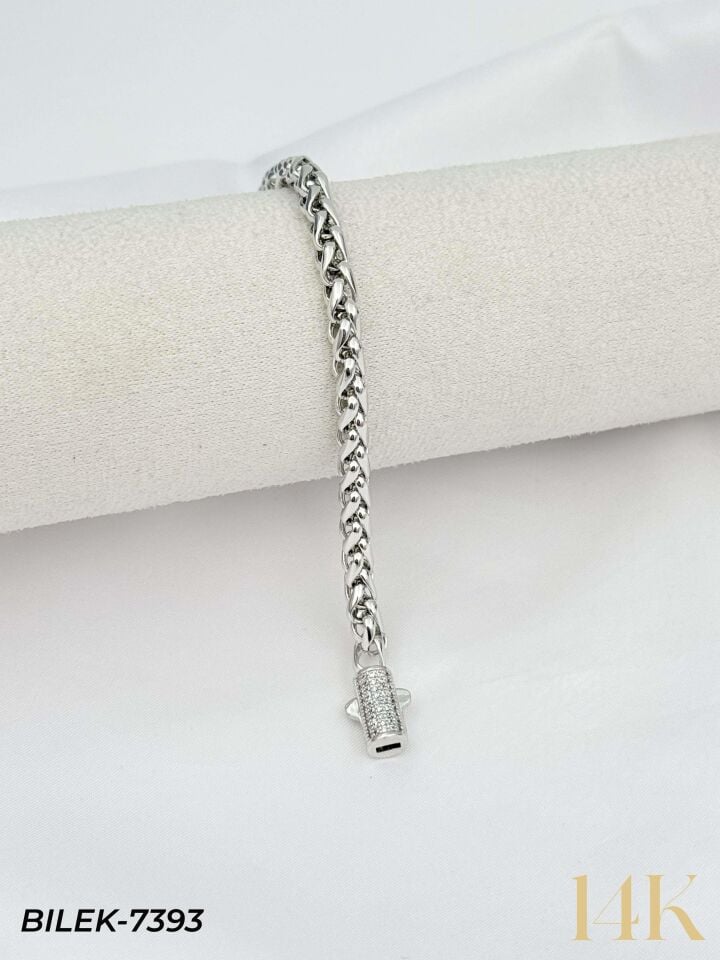 14K Taşlı Kilit Gurmet Bileklik // BILEK-7393