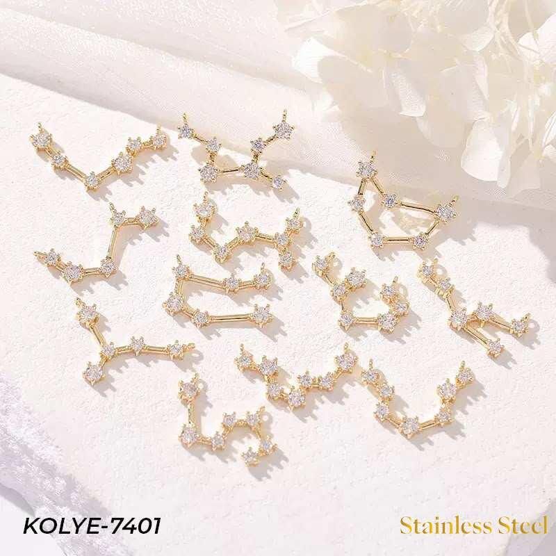 Çelik Yıldız Haritası Kolye 12'li Paket // KOLYE-7401