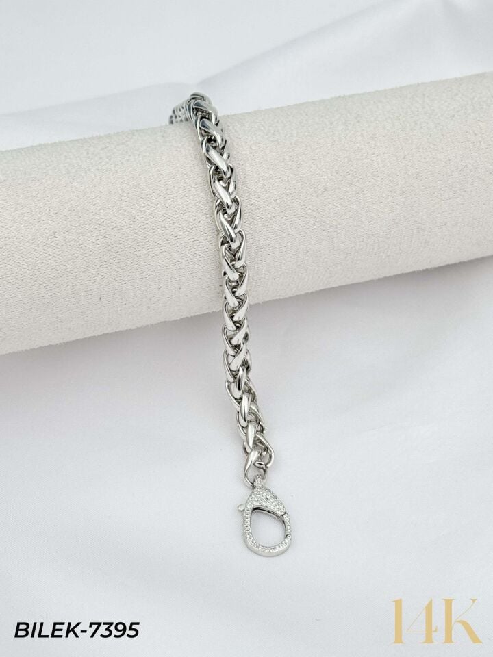 14K Taşlı Kilit Gurmet Bileklik // BILEK-7395