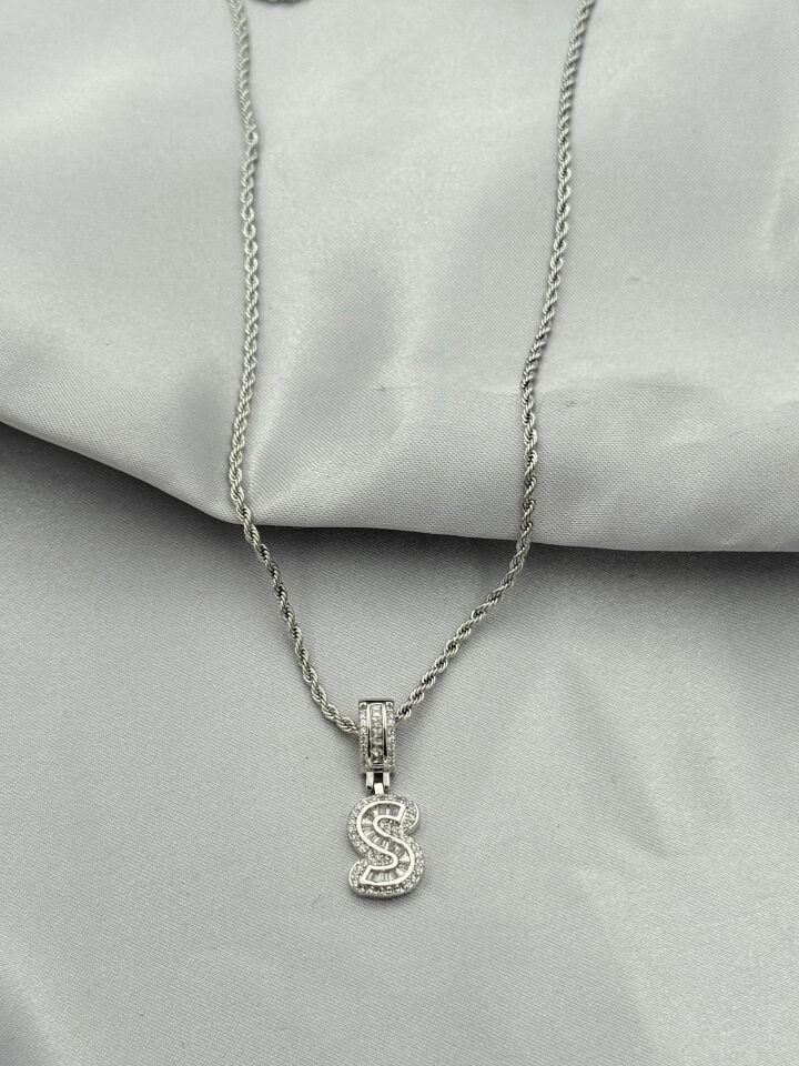 Çelik Harf Kolye 60cm // KOLYE-5436