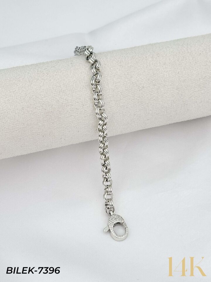 14K Taşlı Kilit Gurmet Bileklik // BILEK-7396