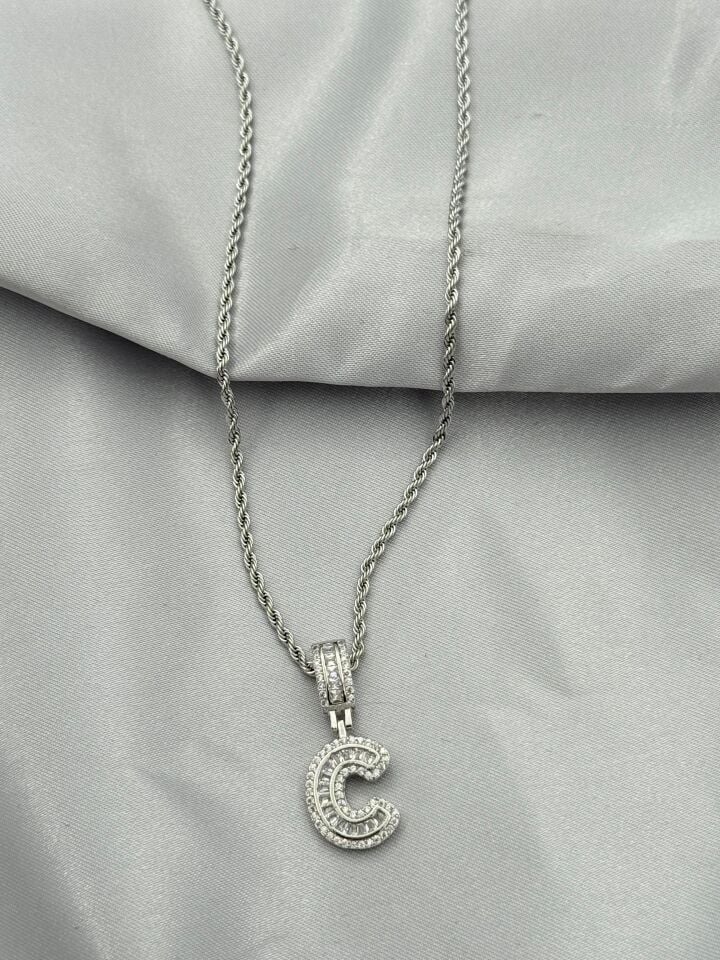 Çelik Harf Kolye 60cm // KOLYE-5441