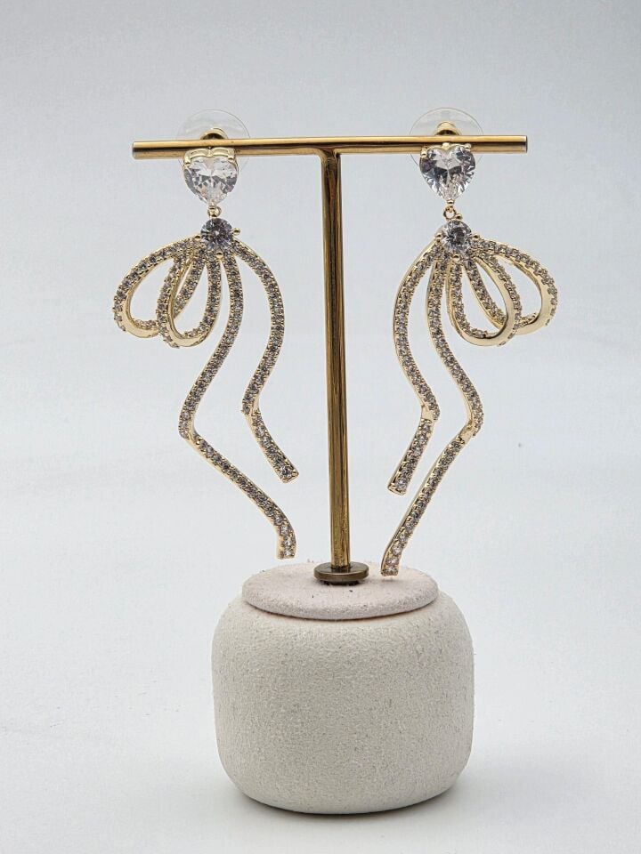 Zirkon Taşlı Rodyum Kaplama Küpe // ITHAL-3226