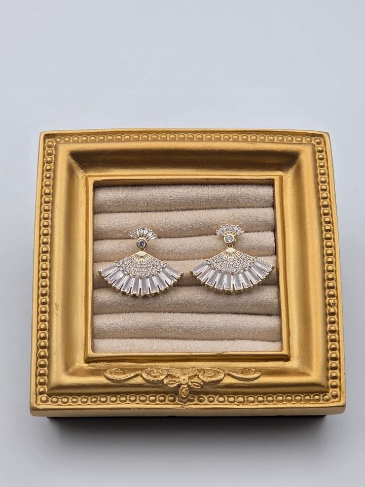 Zirkon Taşlı Rodyum Kaplama Küpe // ITHAL-3227