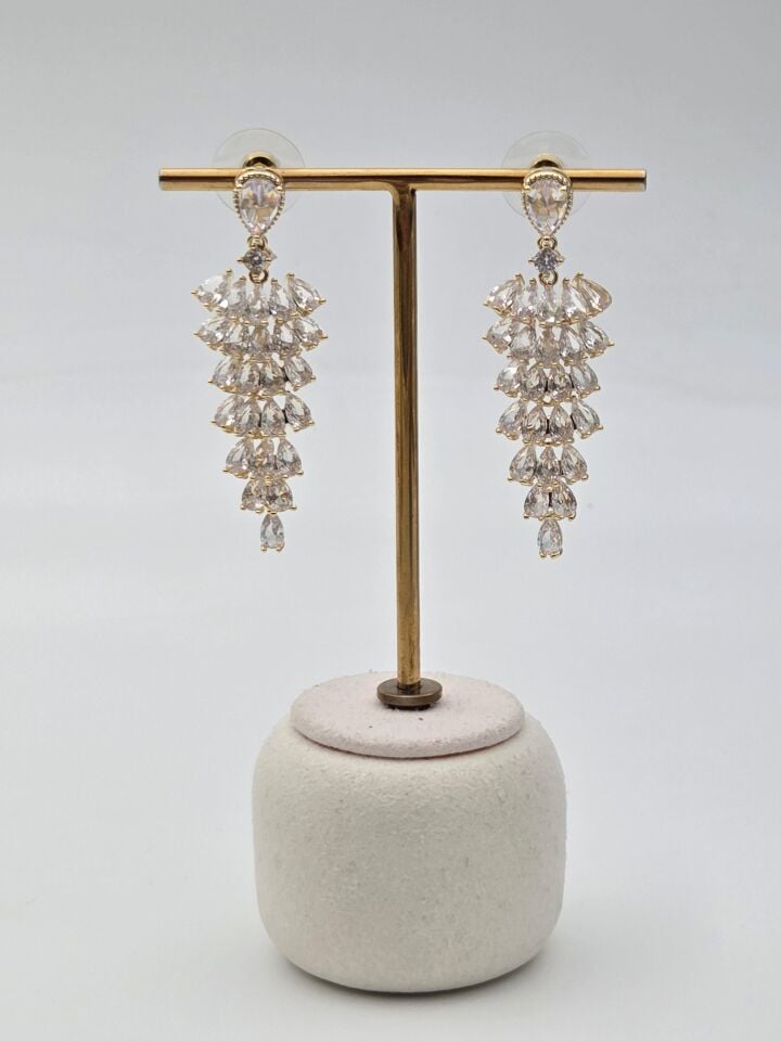 Zirkon Taşlı Rodyum Kaplama Küpe // ITHAL-3229