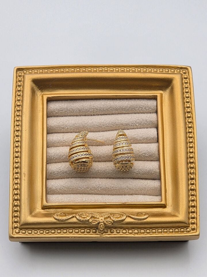 Zirkon Taşlı Rodyum Kaplama Küpe // ITHAL-3238