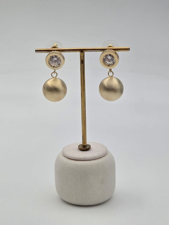 Zirkon Taşlı Rodyum Kaplama Küpe // ITHAL-3252