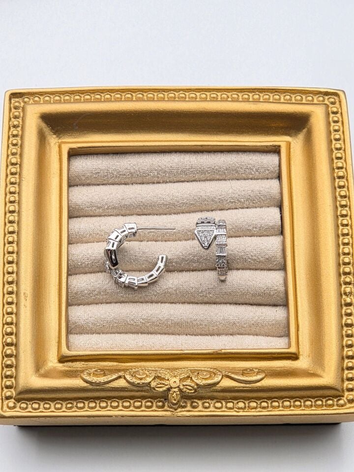 Zirkon Taşlı Rodyum Kaplama Küpe // ITHAL-3262