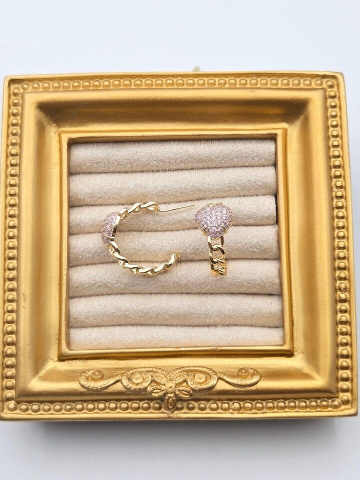 Zirkon Taşlı Rodyum Kaplama Küpe // ITHAL-3282