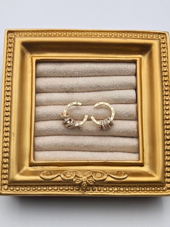 Zirkon Taşlı Rodyum Kaplama Küpe // ITHAL-3286