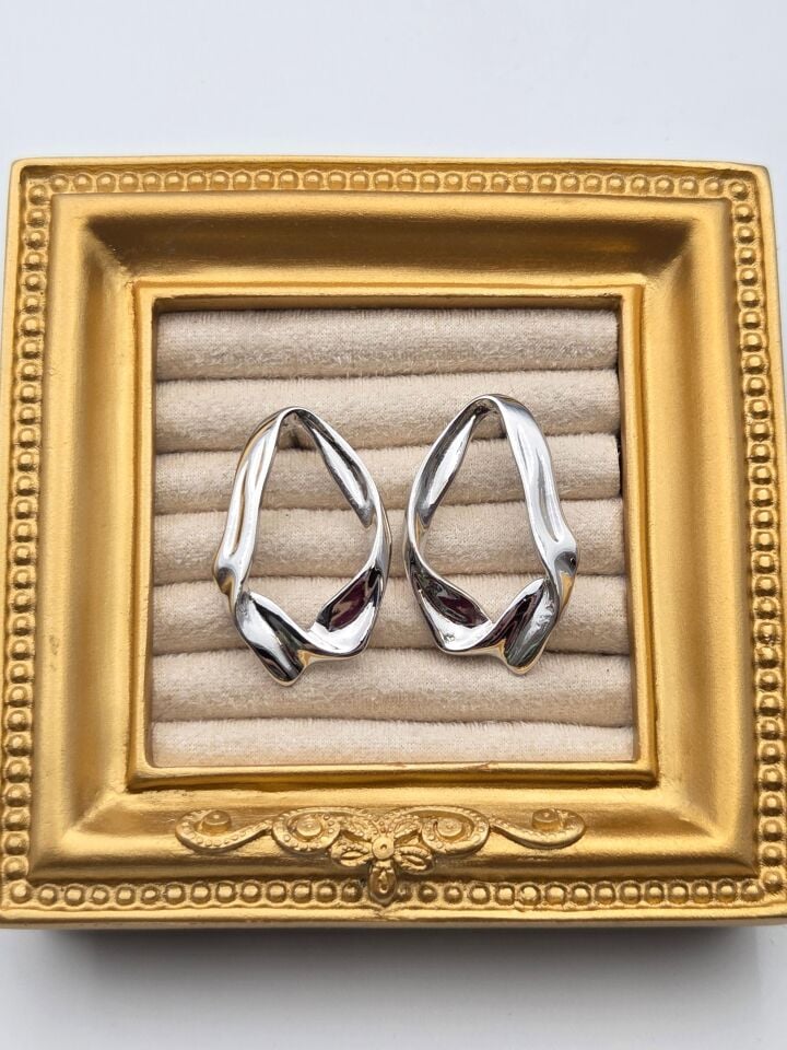 Zirkon Taşlı Rodyum Kaplama Küpe // ITHAL-3290