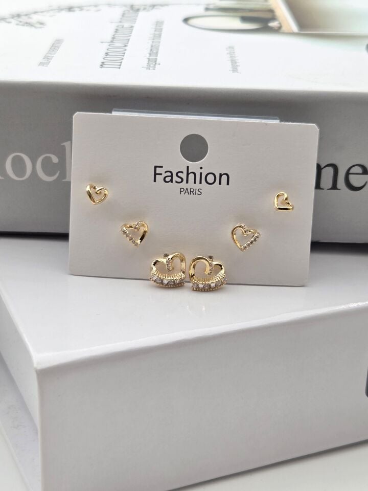 Zirkon Taşlı Gümüş İğne 6'lı Figür Küpe // ITHAL-3300