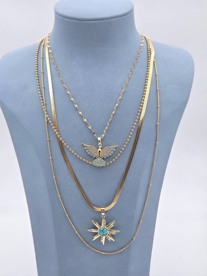 Çelik Çoklu Kolye // KOLYE-6260