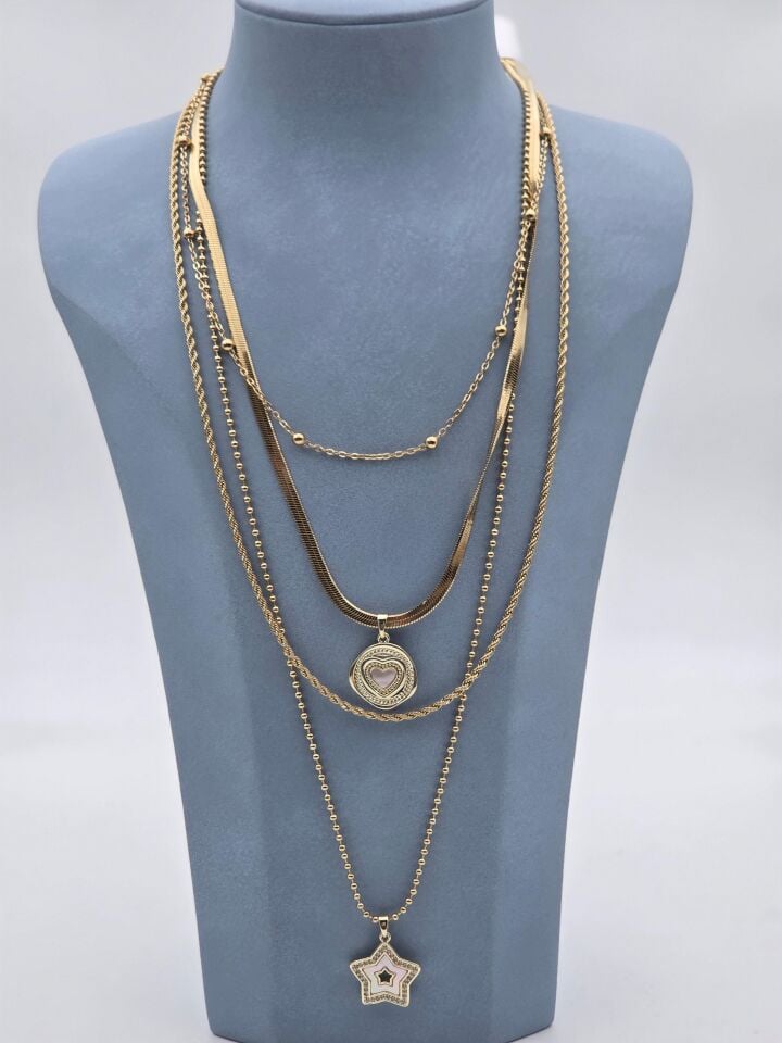 Çelik Çoklu Kolye // KOLYE-6262