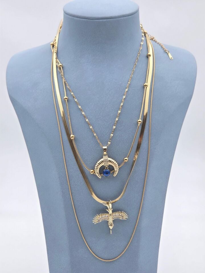 Çelik Çoklu Kolye // KOLYE-6266