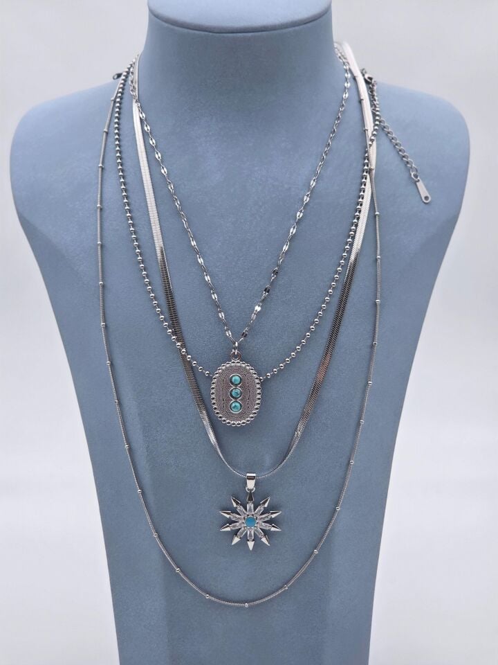 Çelik Çoklu Kolye // KOLYE-6268