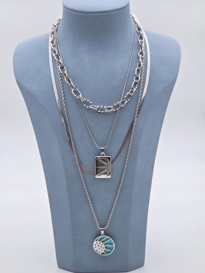 Çelik Çoklu Kolye // KOLYE-6273