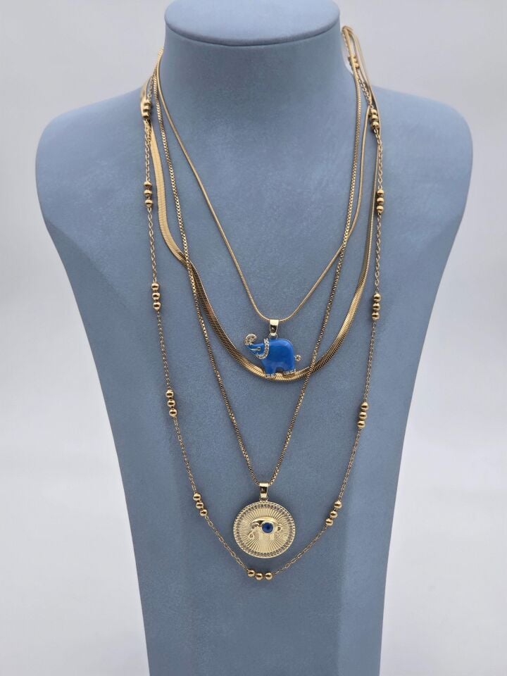 Çelik Çoklu Kolye // KOLYE-6277