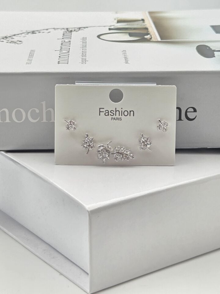 Zirkon Taşlı Gümüş İğne 6'lı Figür Küpe // ITHAL-3334