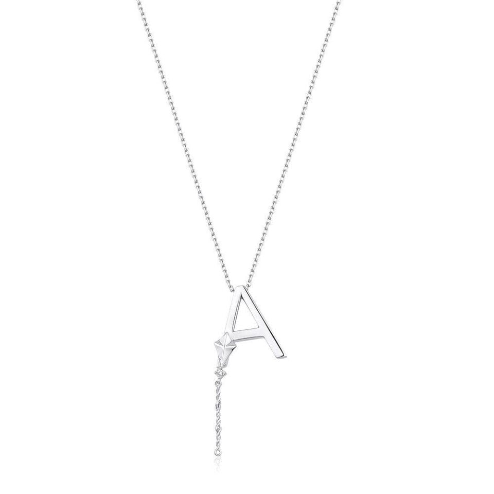 Çelik Gümüş Renk Alya Harf Kolye // KOLYE-5887