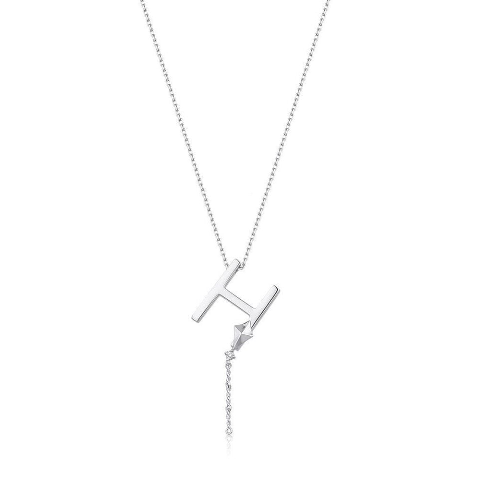 Çelik Gümüş Renk Alya Harf Kolye // KOLYE-5894