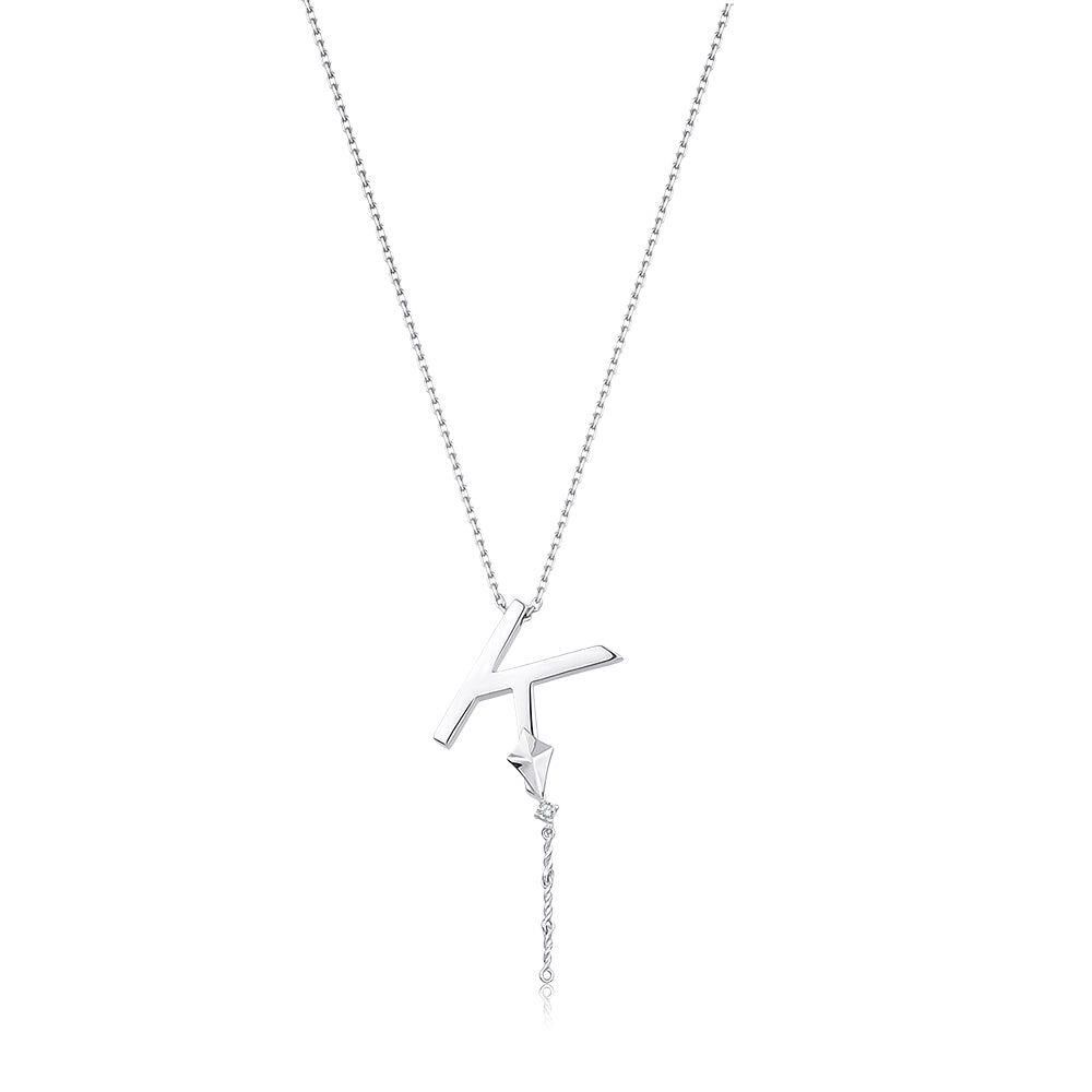 Çelik Gümüş Renk Alya Harf Kolye // KOLYE-5895