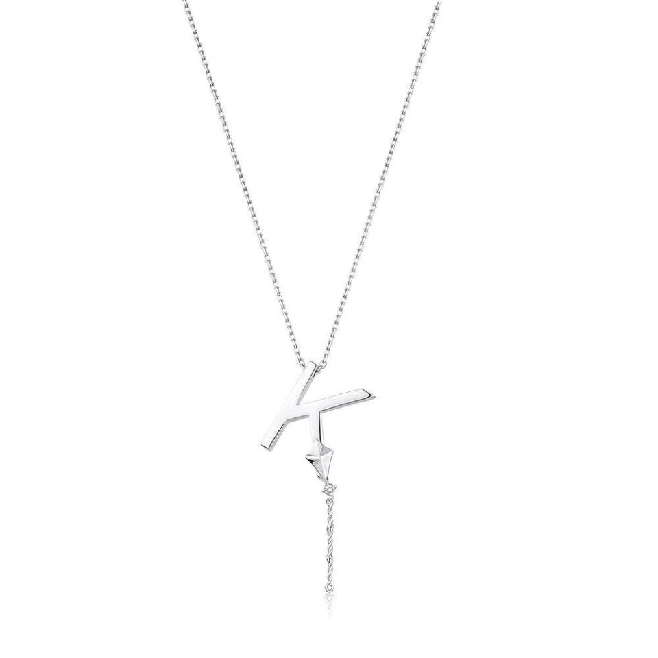 Çelik Gümüş Renk Alya Harf Kolye // KOLYE-5895