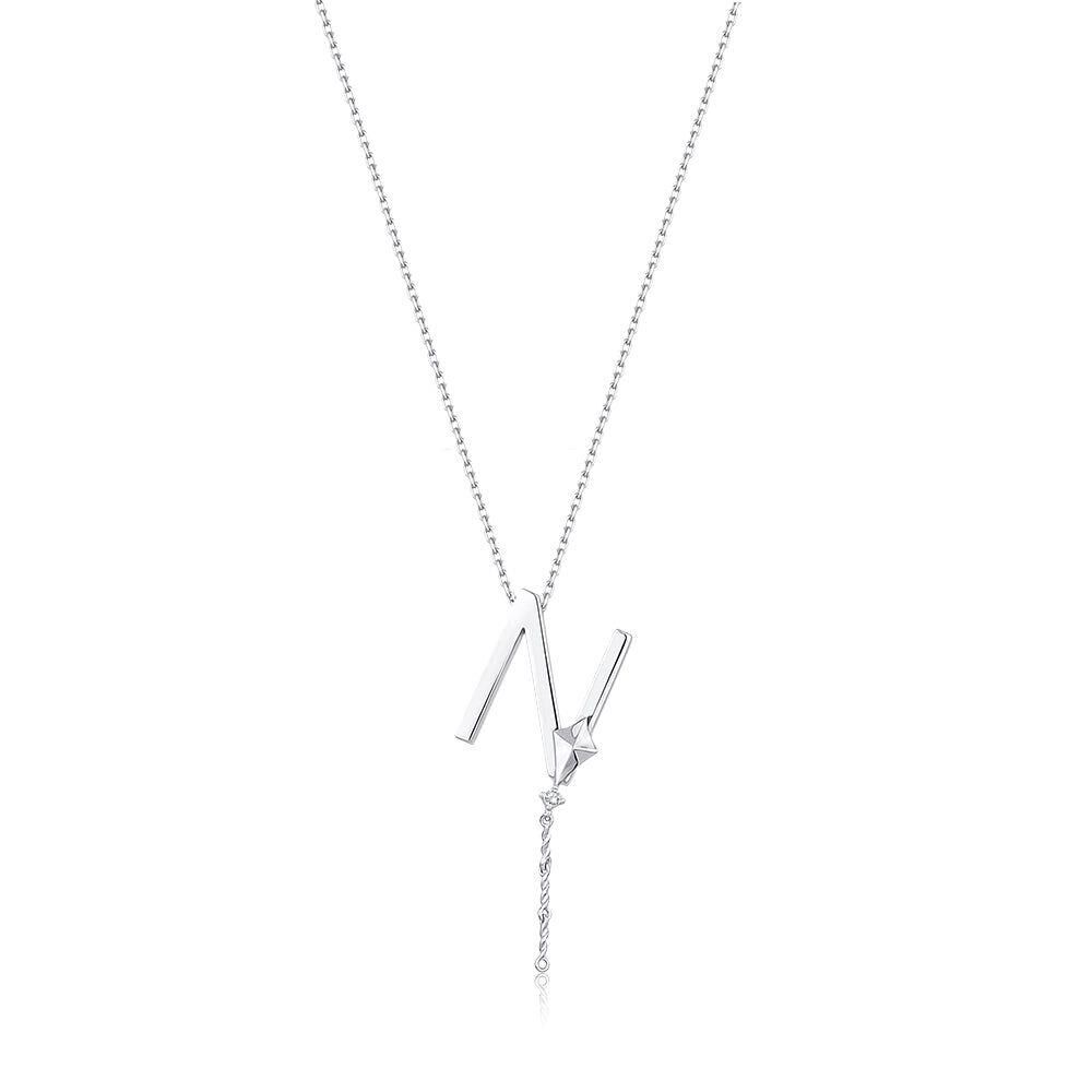 Çelik Gümüş Renk Alya Harf Kolye // KOLYE-5897