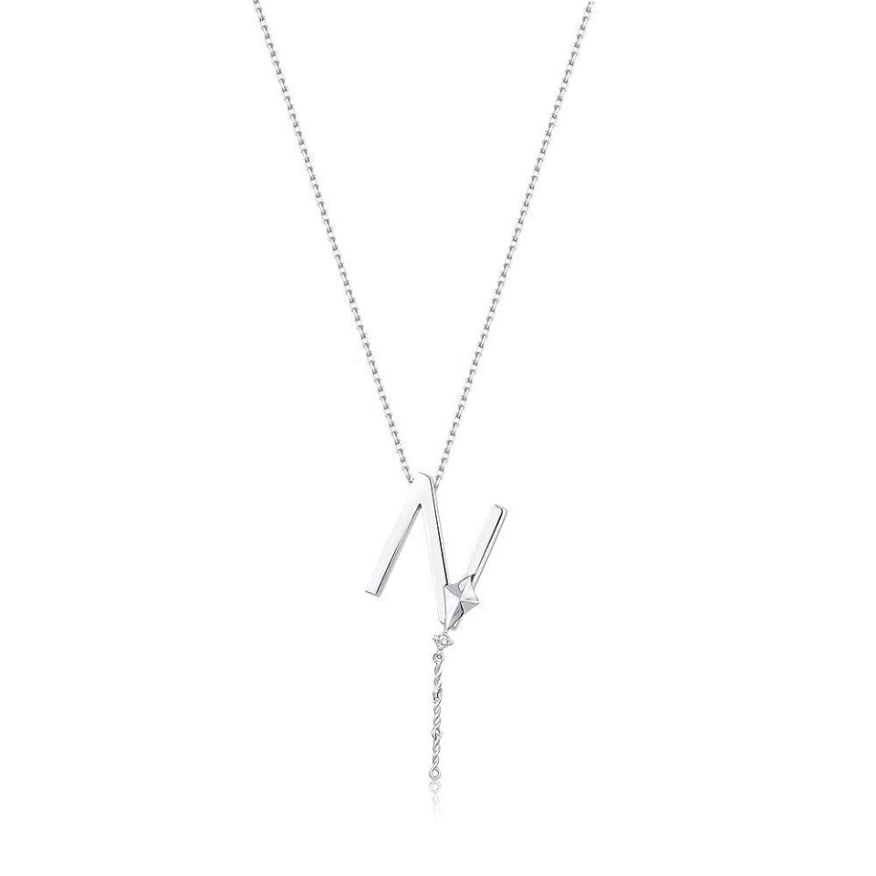 Çelik Gümüş Renk Alya Harf Kolye // KOLYE-5897