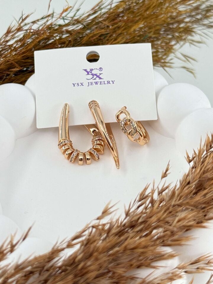 YSX 3'lü Set Küpe // ITHAL-2877