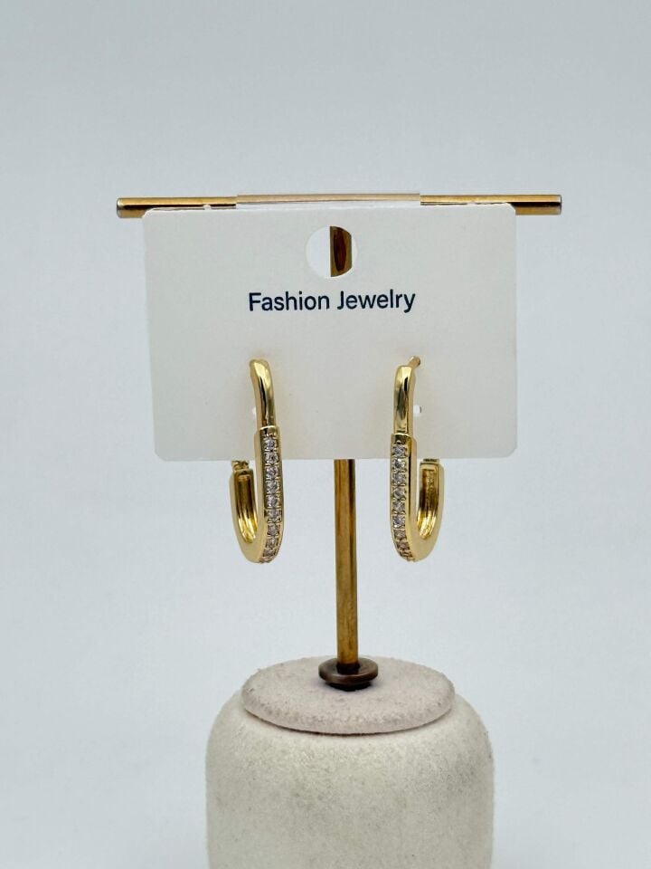 Zirkon Taşlı Rodyum Kaplama Küpe // ITHAL-3688