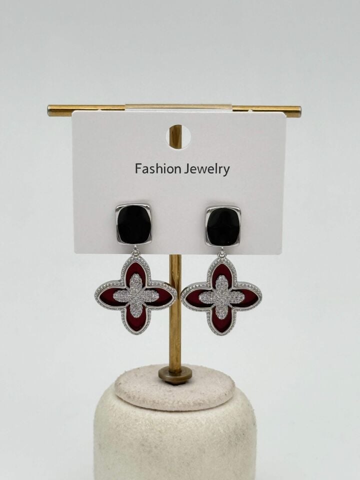 Zirkon Taşlı Rodyum Kaplama Küpe // ITHAL-3689