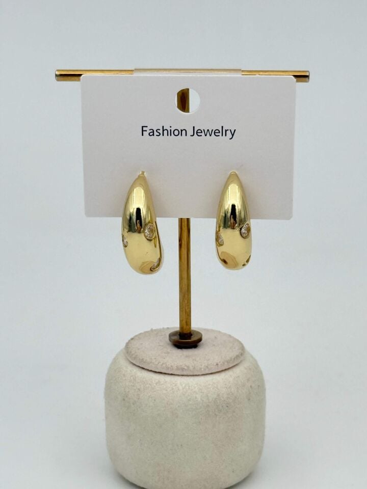 Zirkon Taşlı Rodyum Kaplama Küpe // ITHAL-3699