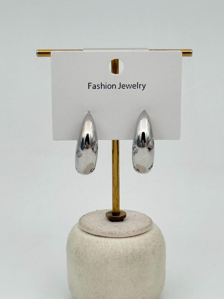 Zirkon Taşlı Rodyum Kaplama Küpe // ITHAL-3701