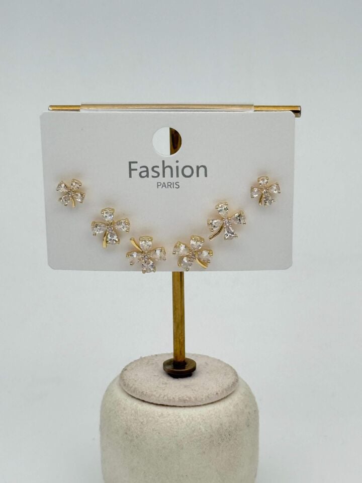 Zirkon Taşlı Gümüş İğne 6'lı Figür Küpe // ITHAL-3712