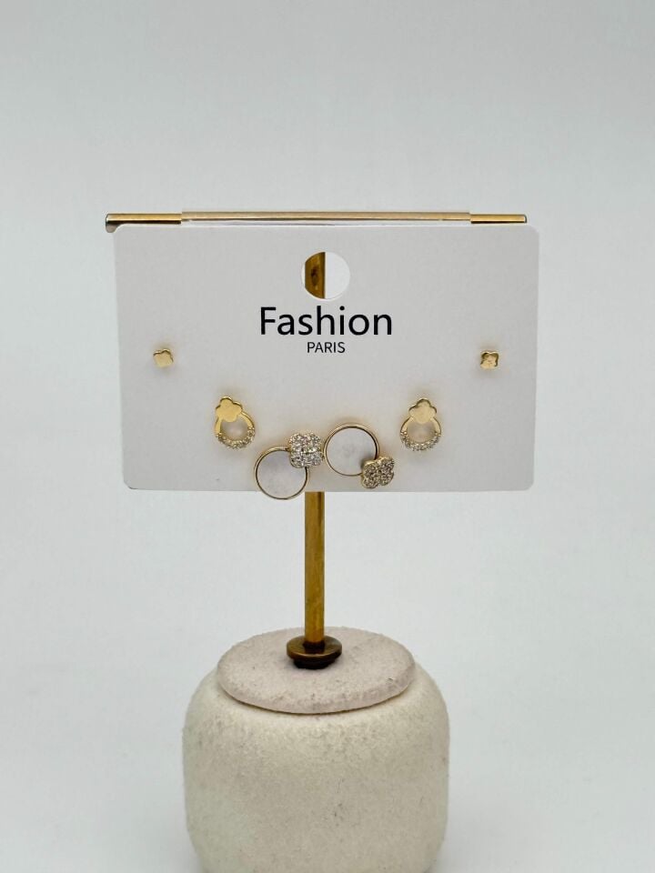 Zirkon Taşlı Gümüş İğne 6'lı Figür Küpe // ITHAL-3720