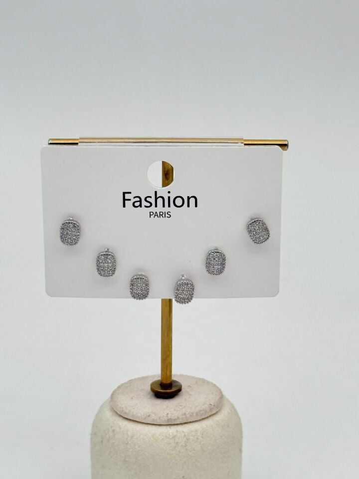 Zirkon Taşlı Gümüş İğne 6'lı Figür Küpe // ITHAL-3722