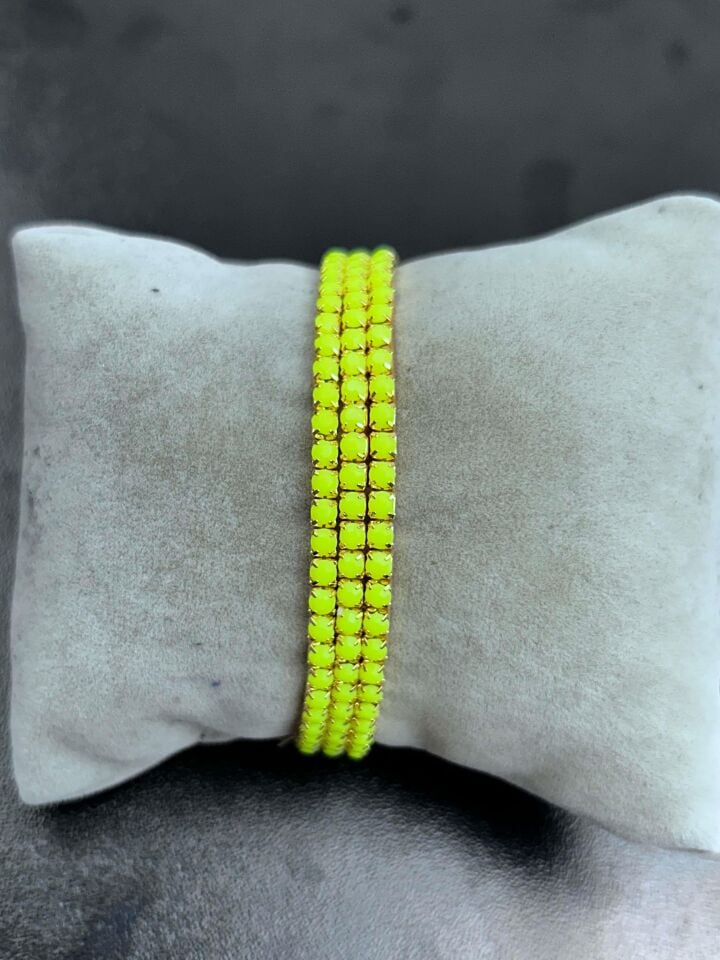 Su Yolu Renkli Kalın Zirkon Taşlı Lastlik Bileklik (Bir adet fiyatıdır) // SU-BL-073