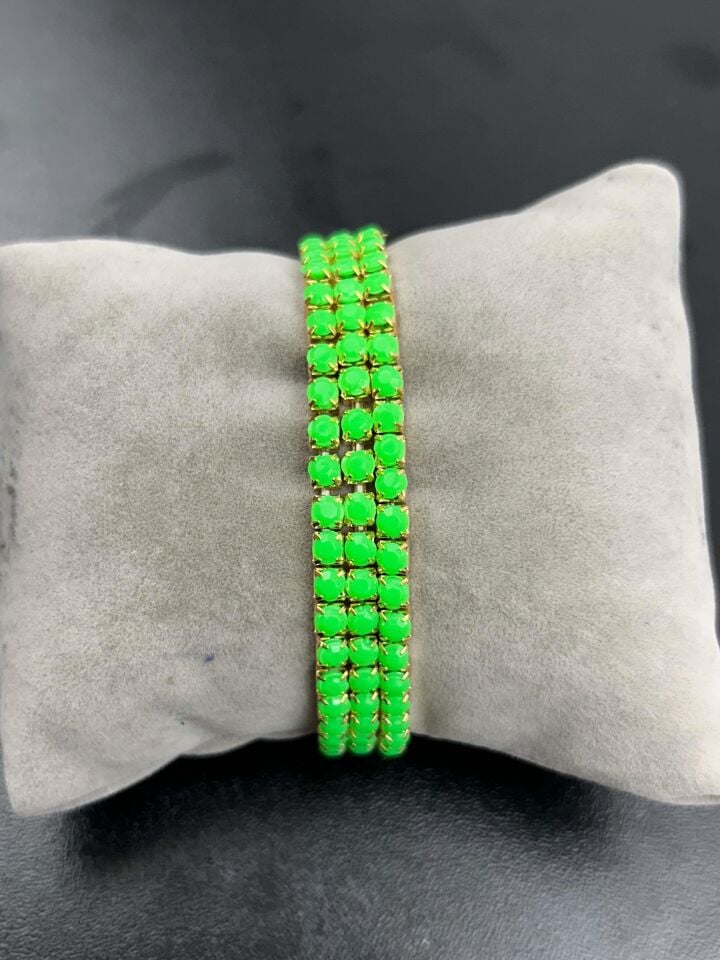 Su Yolu Renkli Kalın Zirkon Taşlı Lastlik Bileklik (Bir adet fiyatıdır) // SU-BL-079