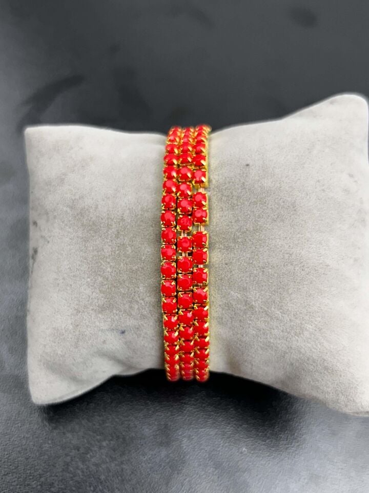Su Yolu Renkli Kalın Zirkon Taşlı Lastlik Bileklik (Bir adet fiyatıdır) // SU-BL-081