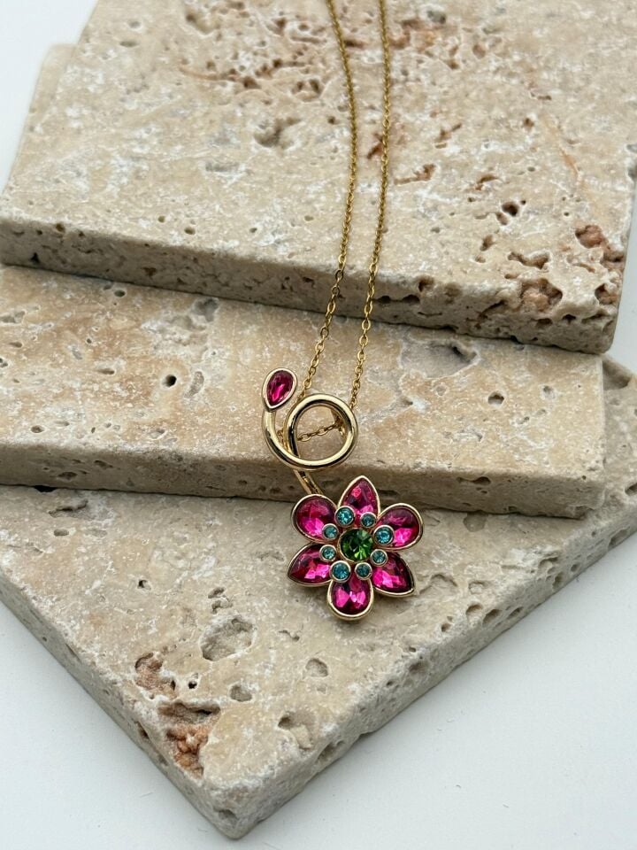 Çelik Çiçek Kolye // KOLYE-5638