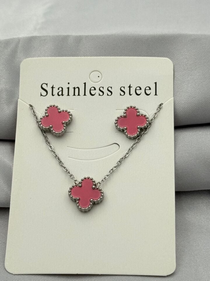 Çelik Küpe Kolye Set // KOLYE-5395