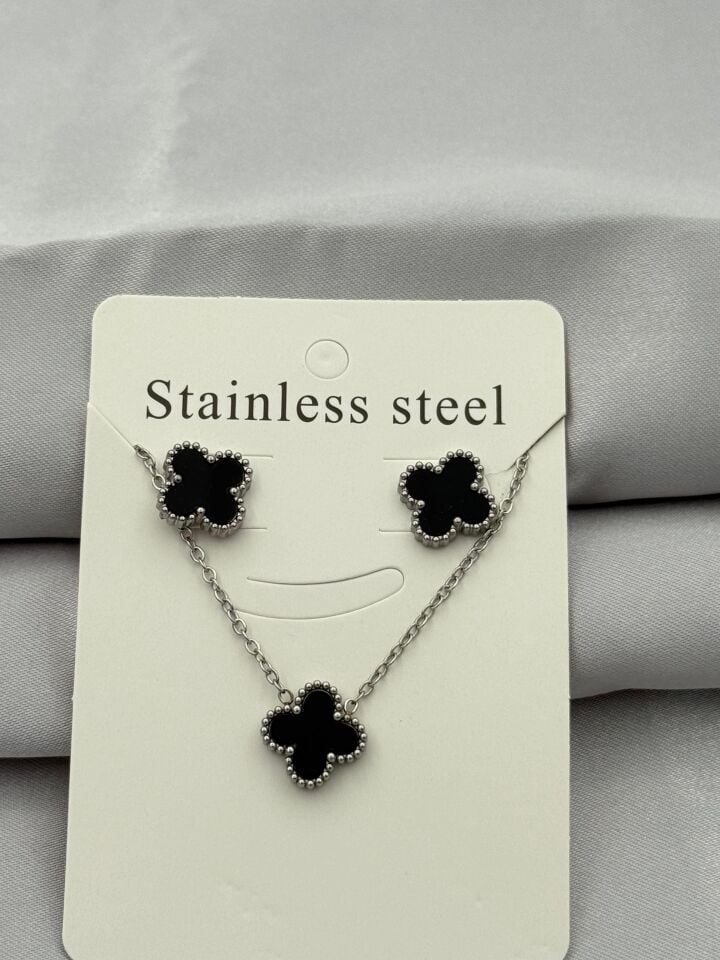 Çelik Küpe Kolye Set // KOLYE-5396