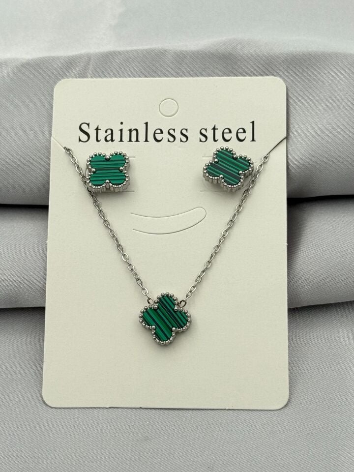 Çelik Küpe Kolye Set // KOLYE-5397