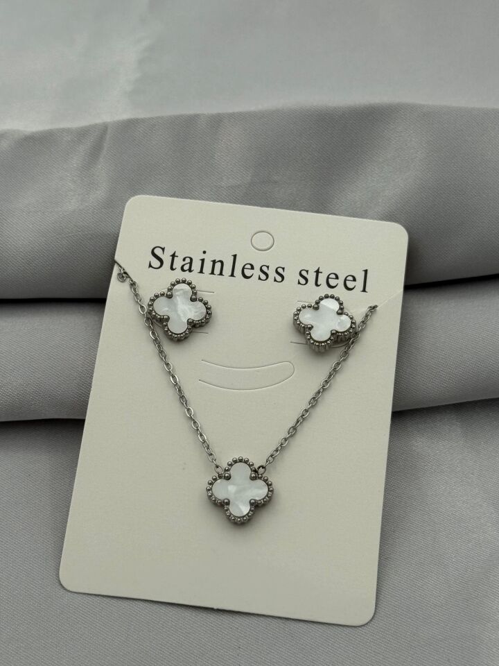 Çelik Küpe Kolye Set // KOLYE-5399