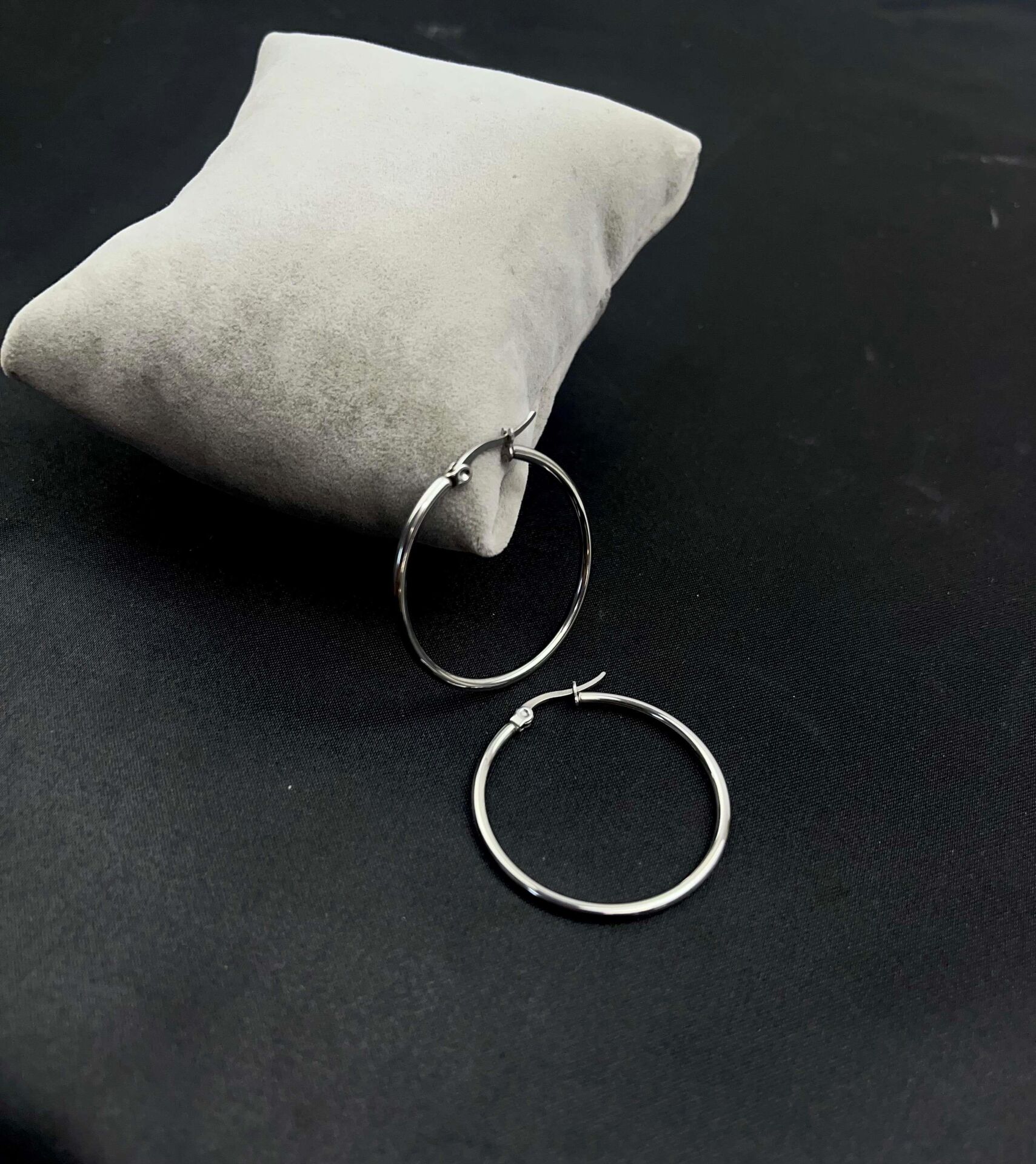 Çelik Silver Halka Küpe 3cm // KÜPE-2919