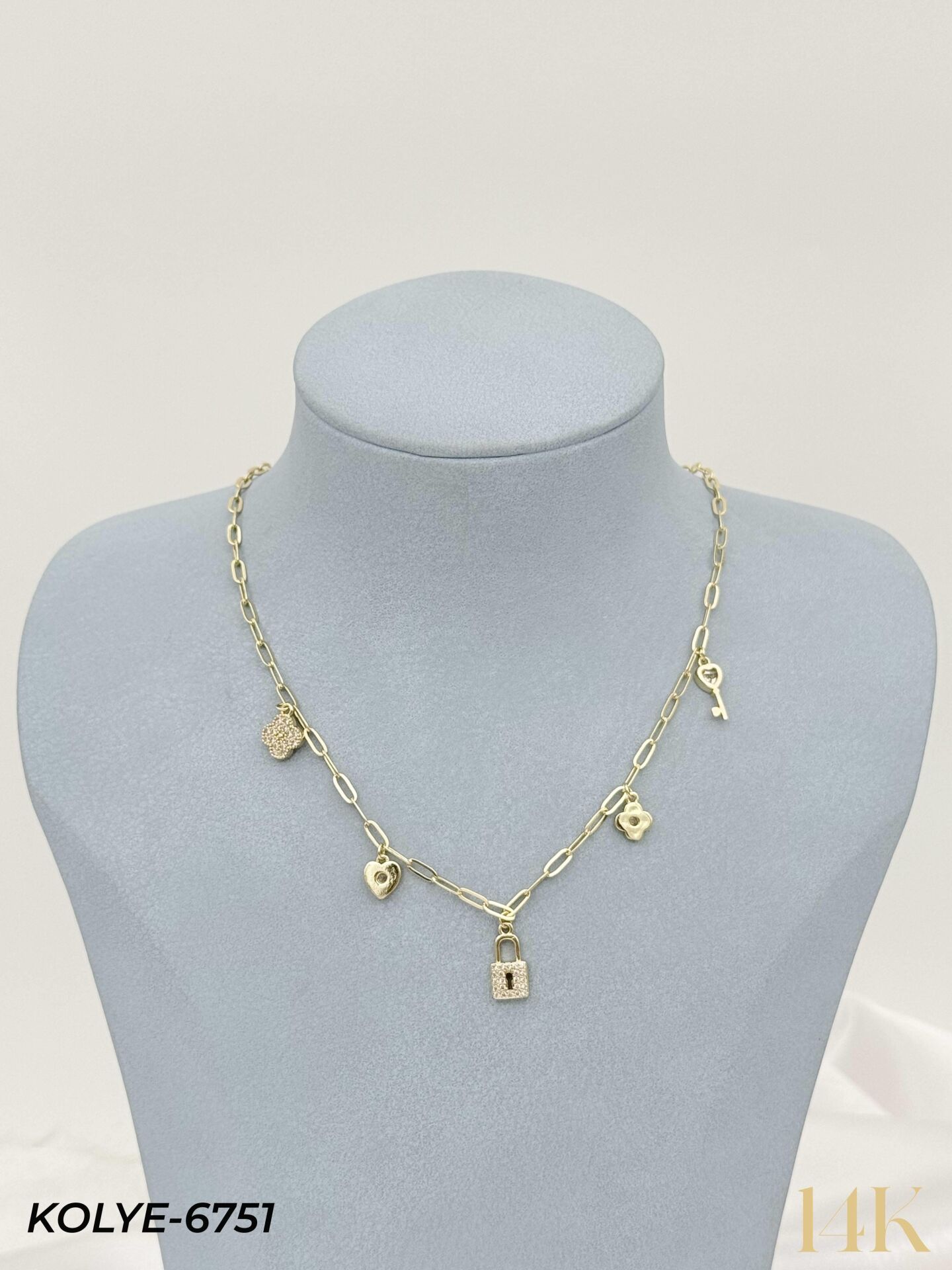 14K Charmlı Kolye 45cm // KOLYE-6751