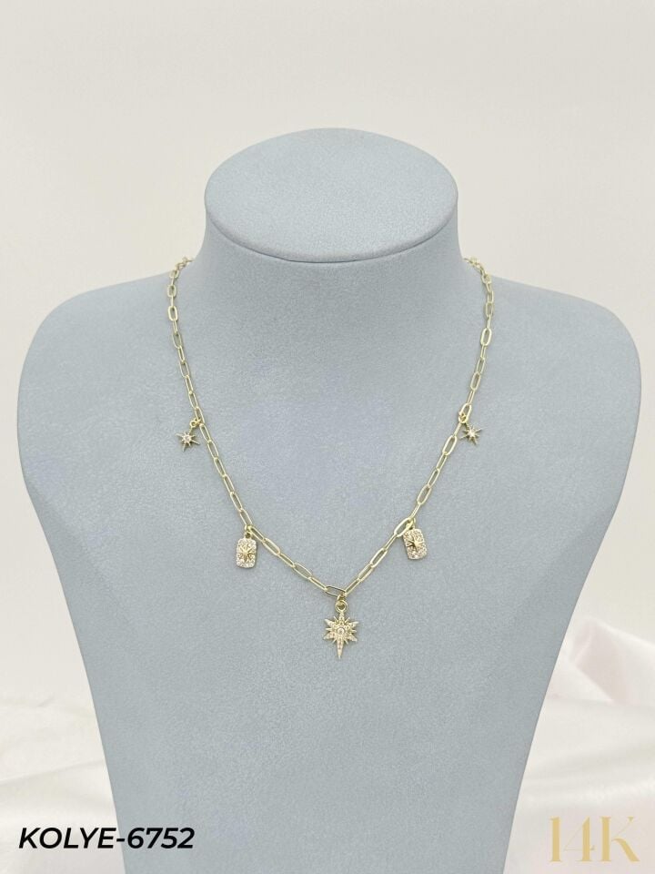 14K Charmlı Kolye 45cm // KOLYE-6752